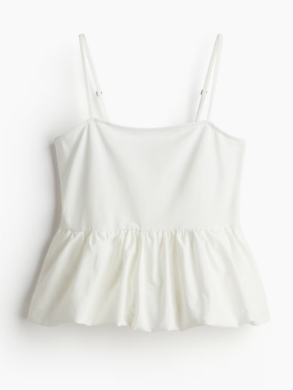 White Ruffled Peplum Tank Top